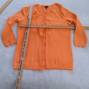 PEACH not ORANGE Scalloped Edge 3/4 Sleeve Talbots Cardigan